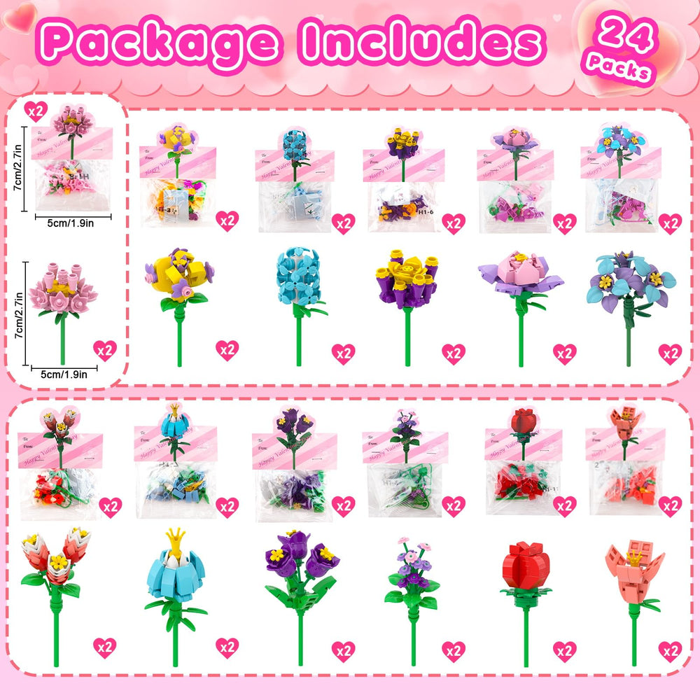 DREACAREFT flower-building blocks with from to fields for personalized gifts.
