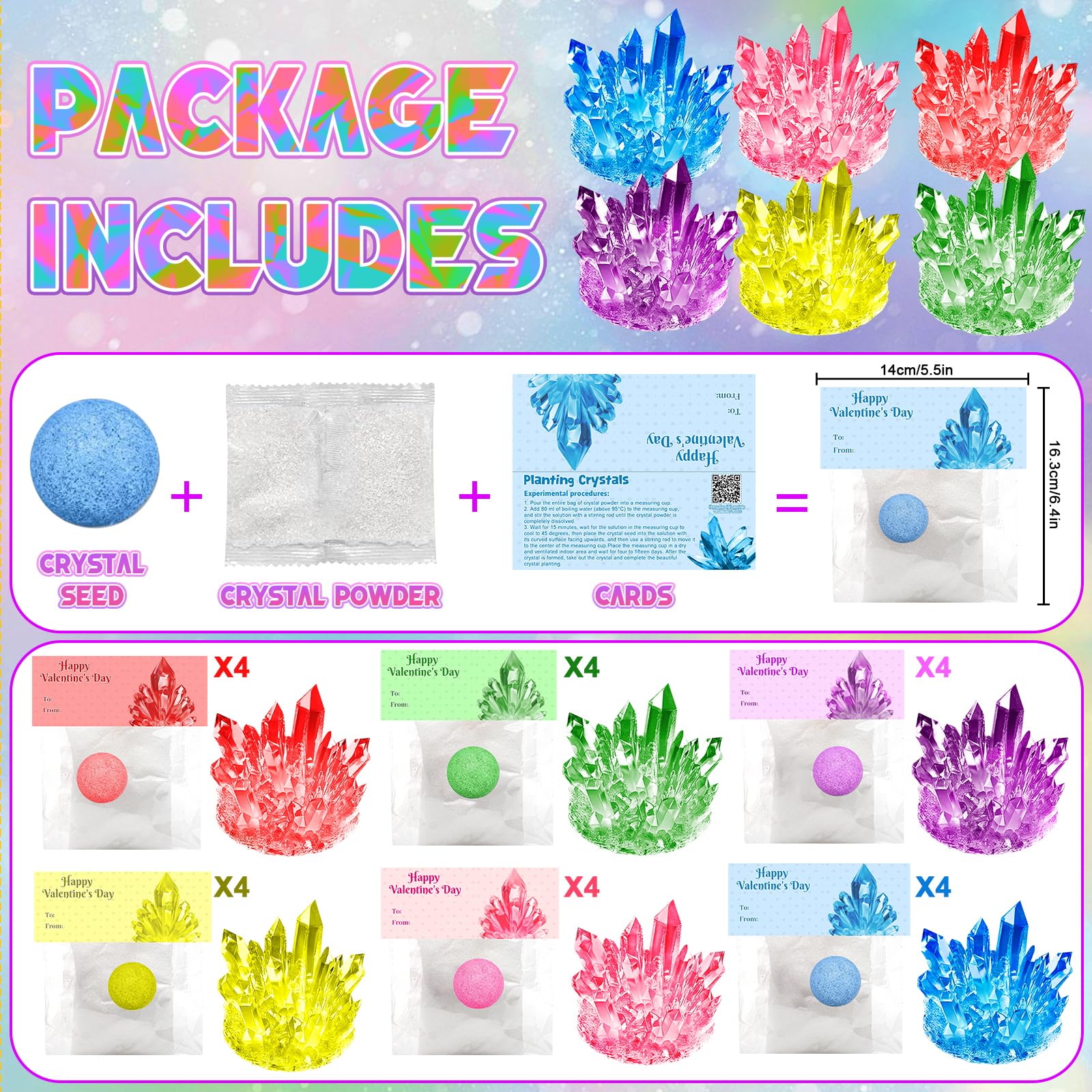DREACAREFT crystal growing kit with valentines card for personalized gifts