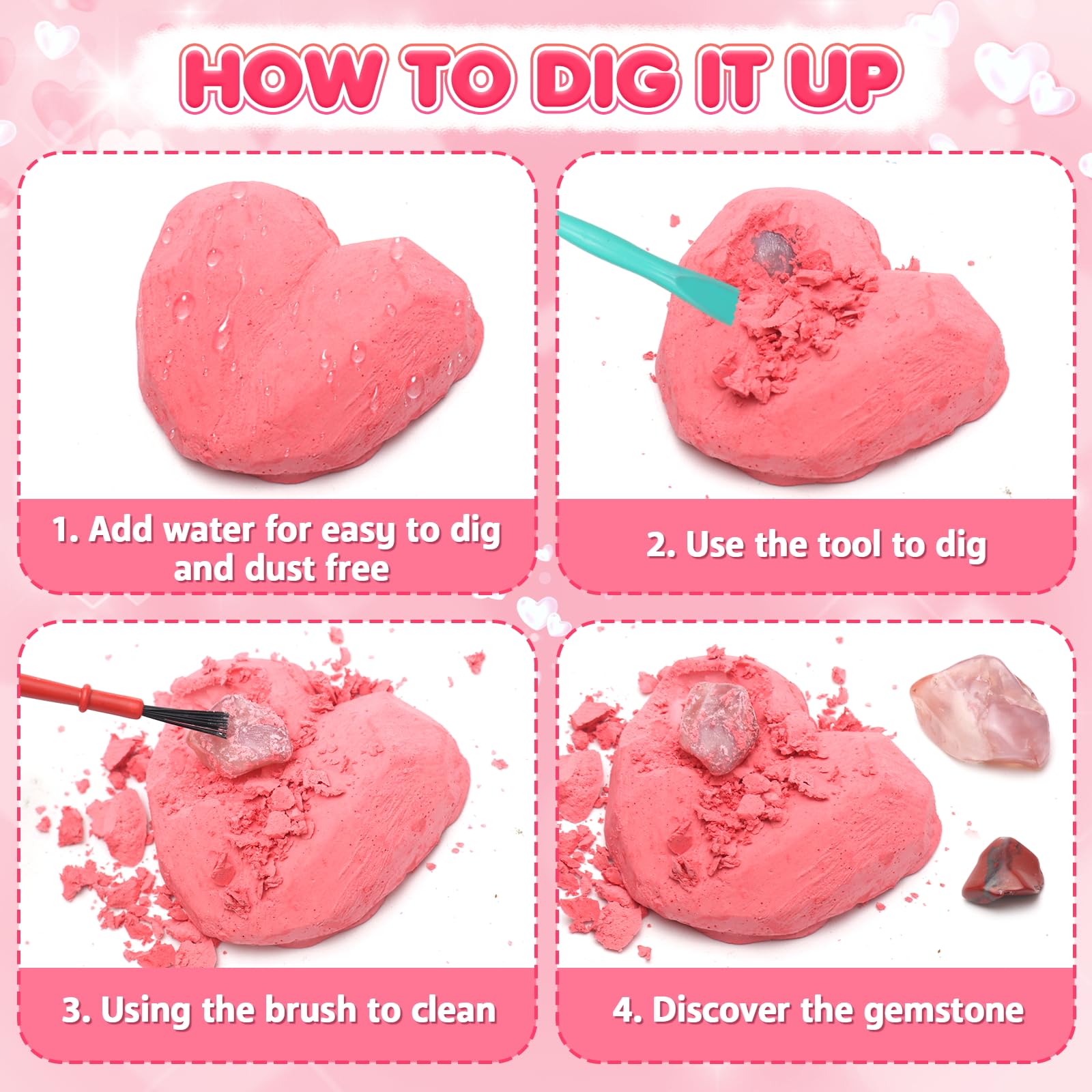 DREACAREFT digging tool and cleaning brush for easy gemstone reveal