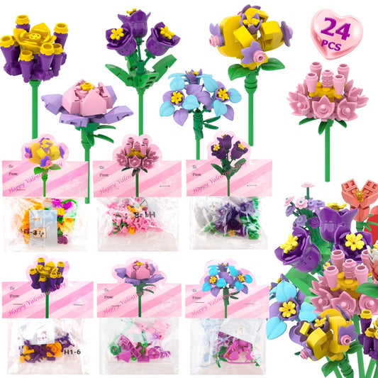 DREACAREFT valentines cards with flower builders for kids' classroom exchanges, sparking teamwork.