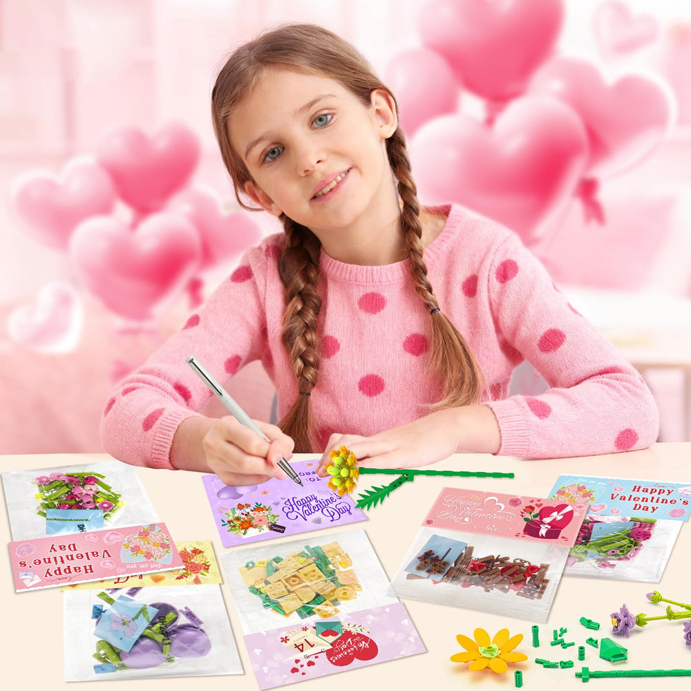 DREACAREFT valentines daisy design blocks for classroom exchanges