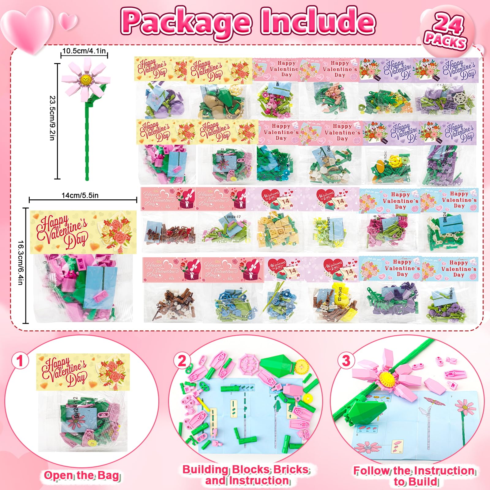 DREACAREFT valentines tulip design flower blocks for creativity