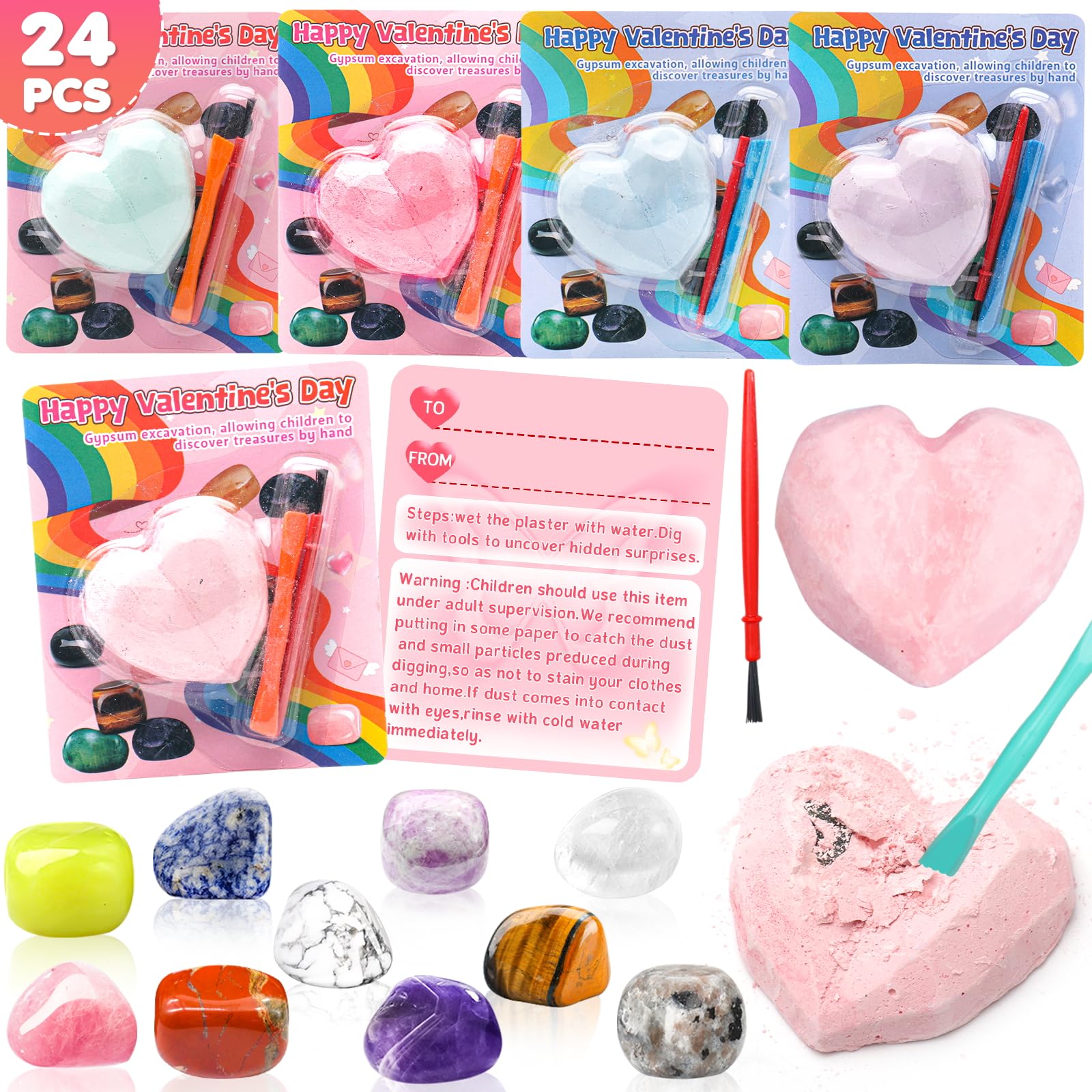 DREACAREFT gemstone dig kit with heart plaster ready for Valentine day activity