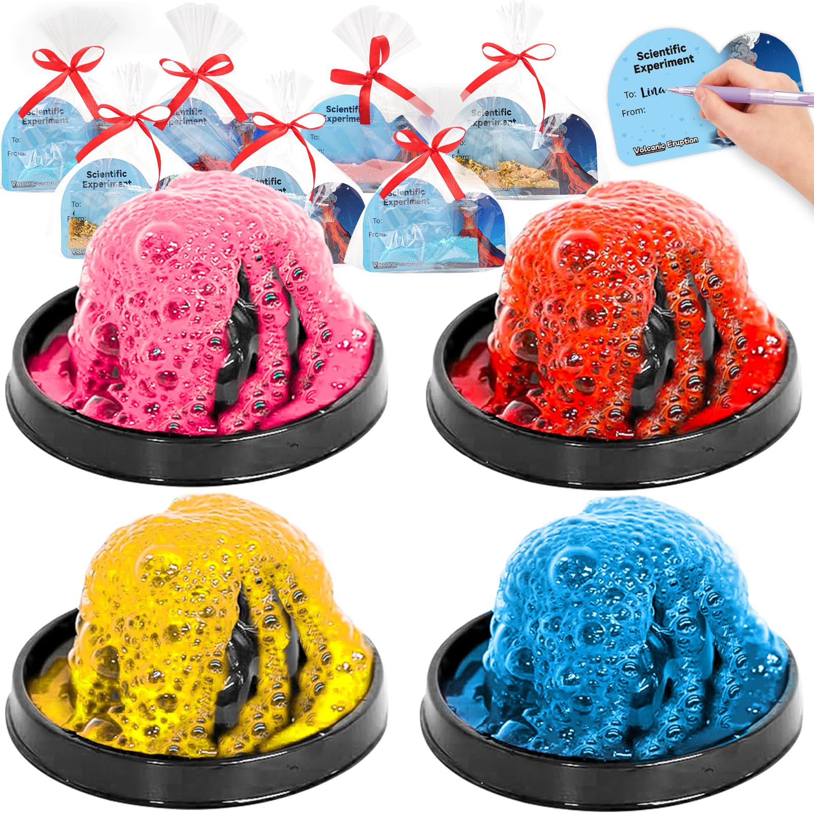 DREACAREFT valentines volcano kit cards show colorful science gifts for classmates.