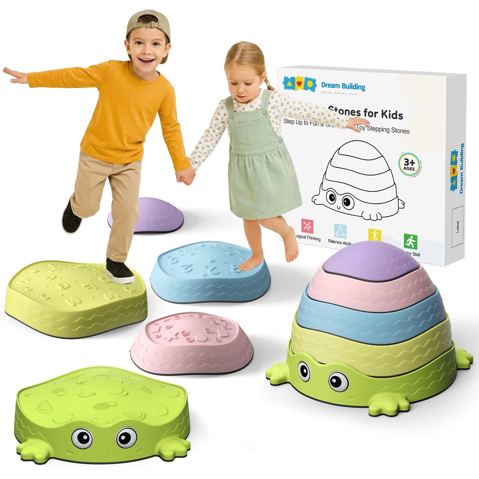 DREAM BUILDING Balance Stepping Stones on grass for coordinated play