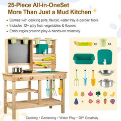 DREAM BUILDING mud kitchen chalkboard invites doodling during pretend cooking sessions