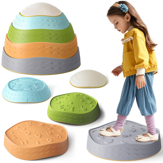 Dream Building stepping stones colorful set side view highlighting color learning and imaginative balance play