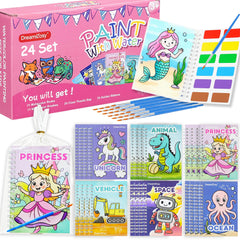 DreamCosy 24-pack mini watercolor books front view, ideal for group activities and travel.