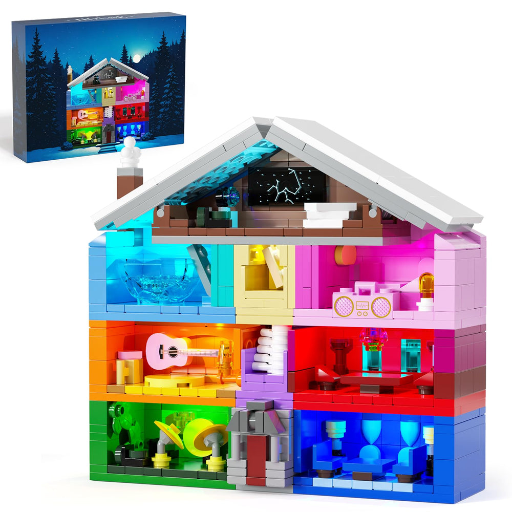 DreamCreators house with LED lighting and colorful instructions for vivid assembly.
