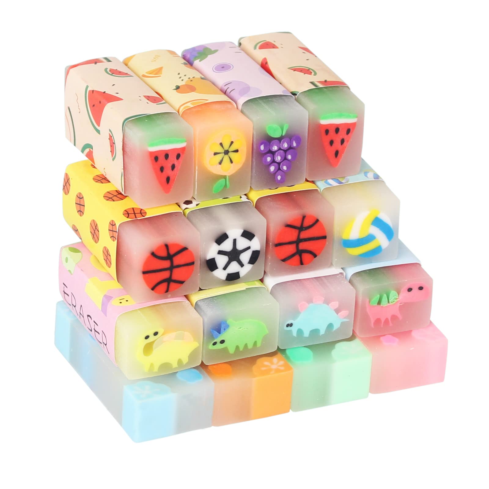Dreamm fruit eraser close-up—bright, kid-friendly desk accessory for school.