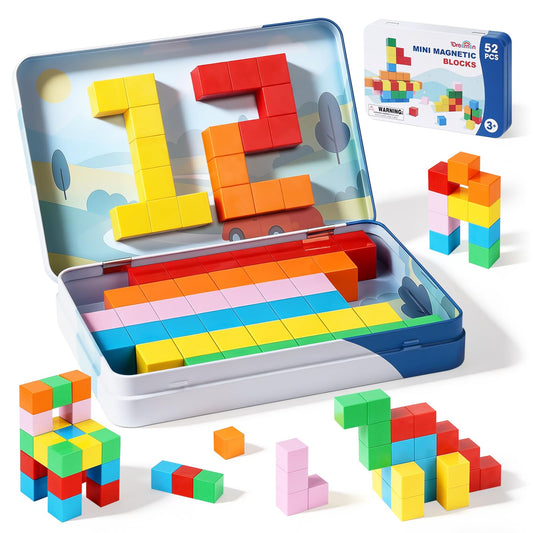 Dreamon 52pcs magnetic blocks with metal tin for on-the-go play