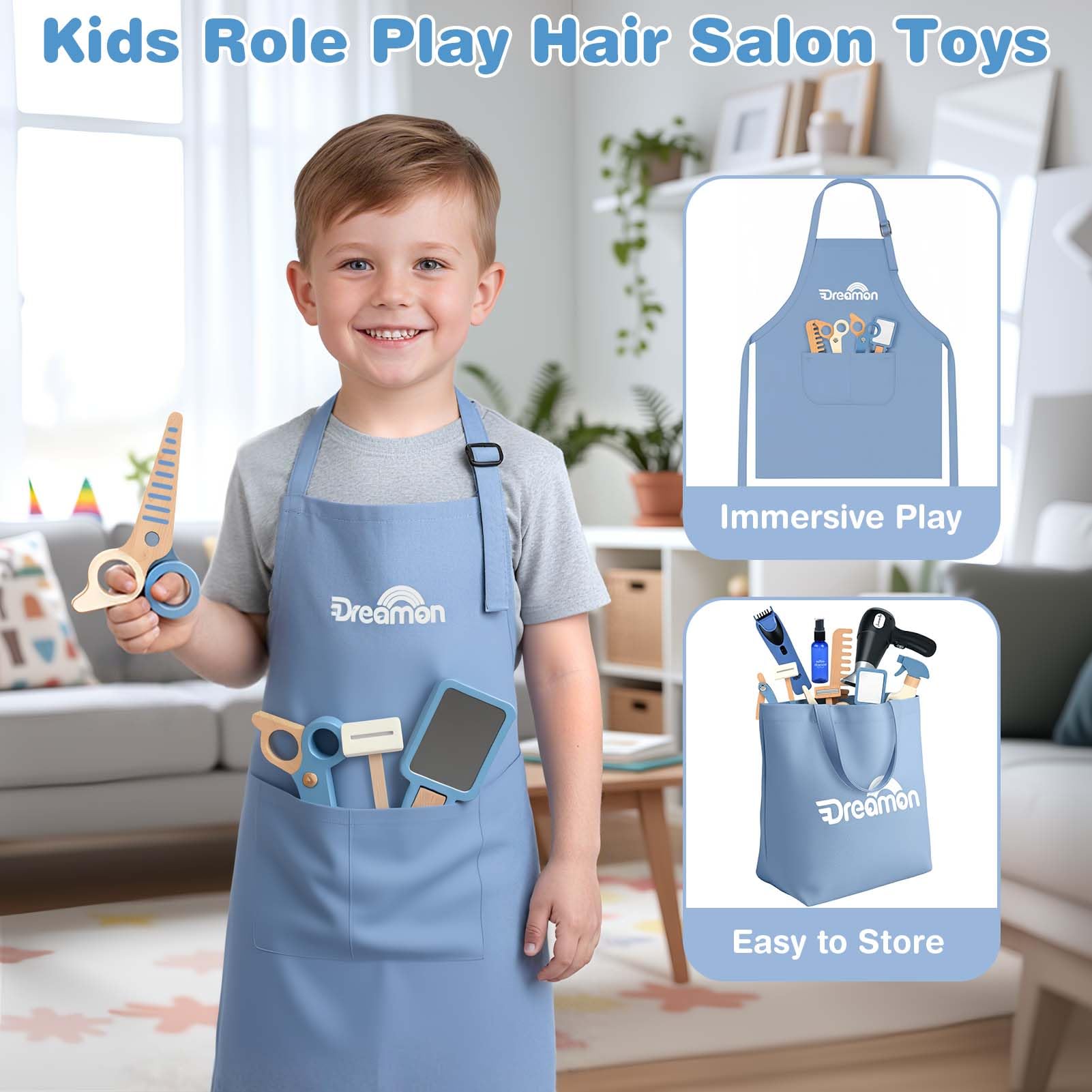 Dreamon Barber Shop Playset scissors-comb for fine motor skill practice.