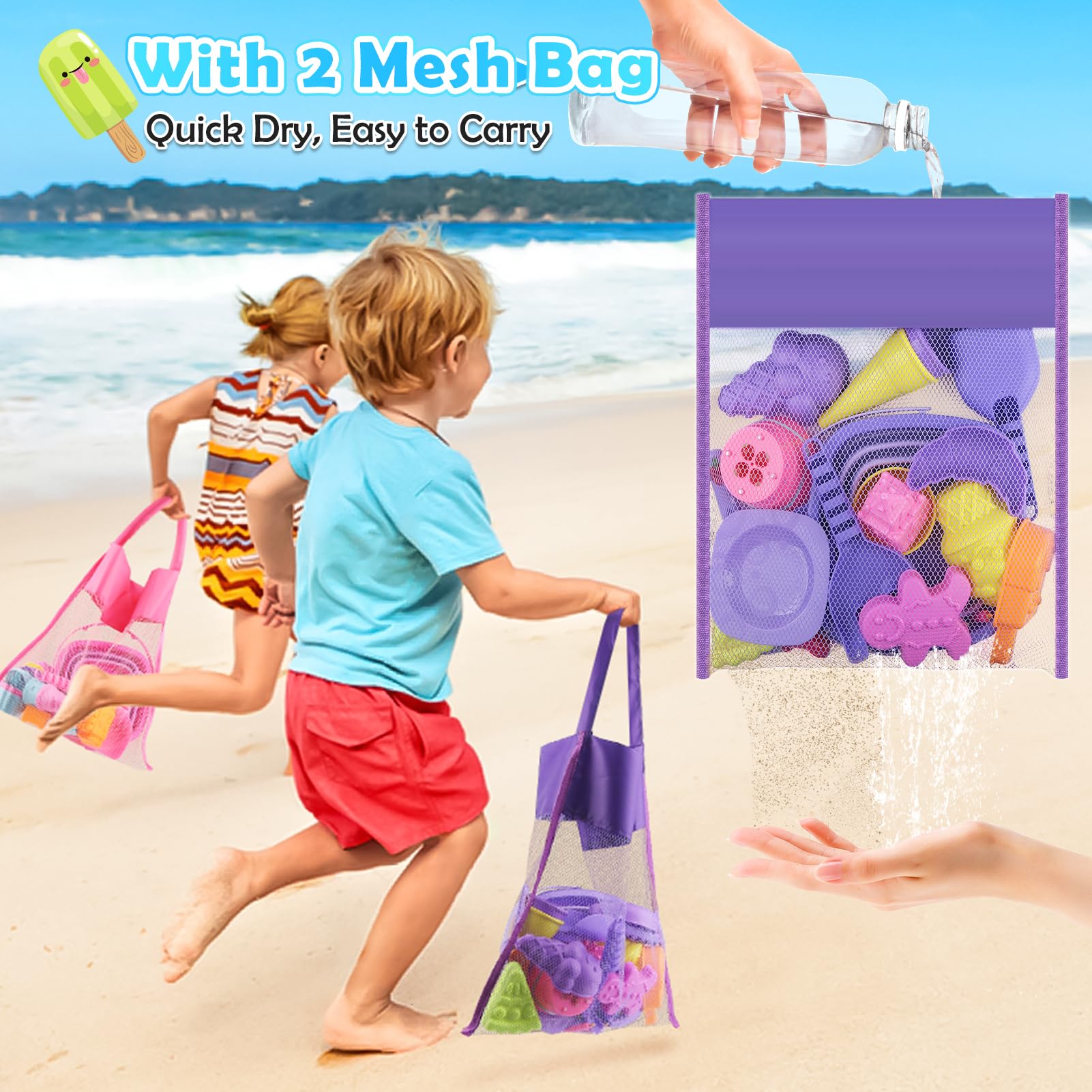 Dreamon beach rake enables detailed sand castle shaping.
