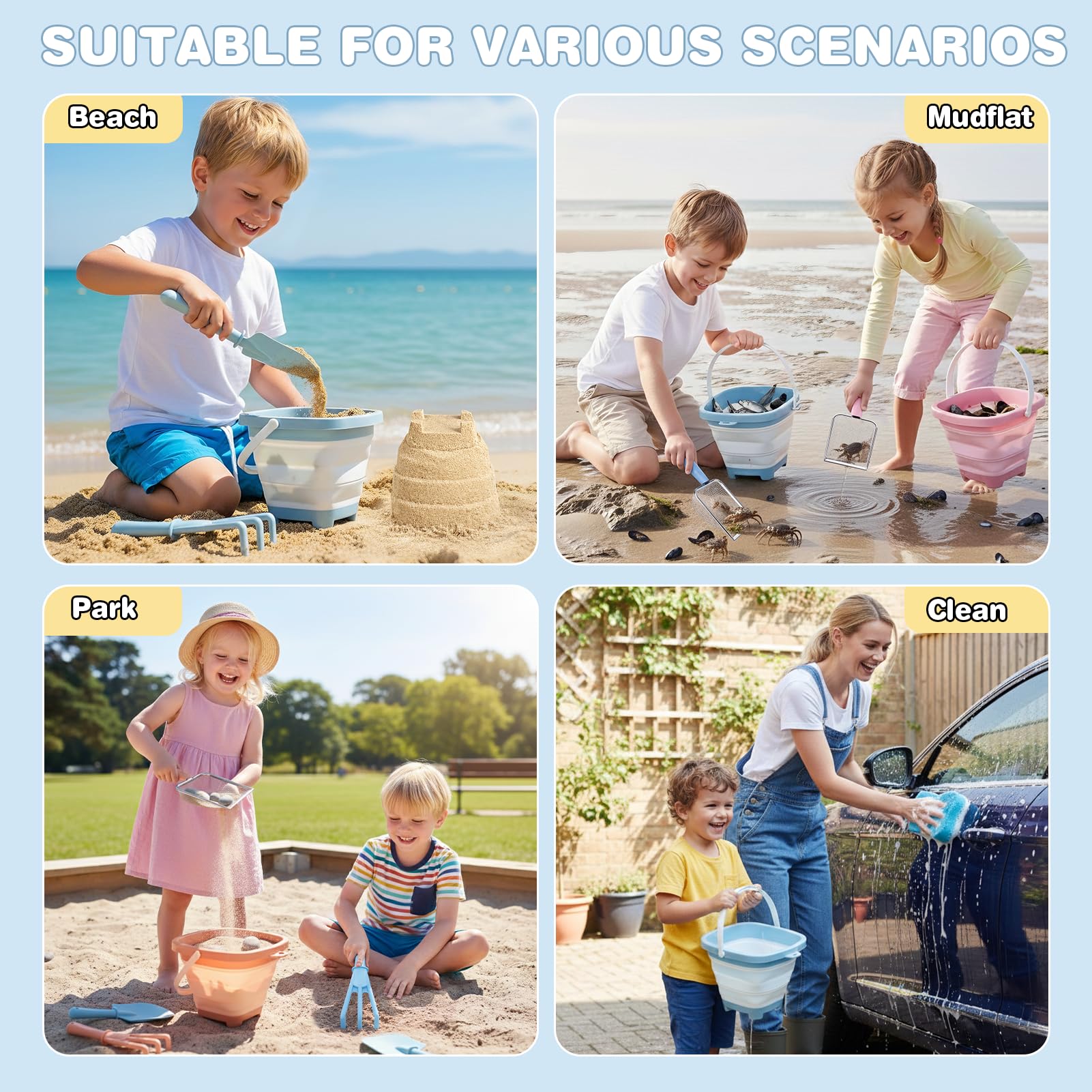 Dreamon colorful shell collecting tools spark imaginative treasure hunts.