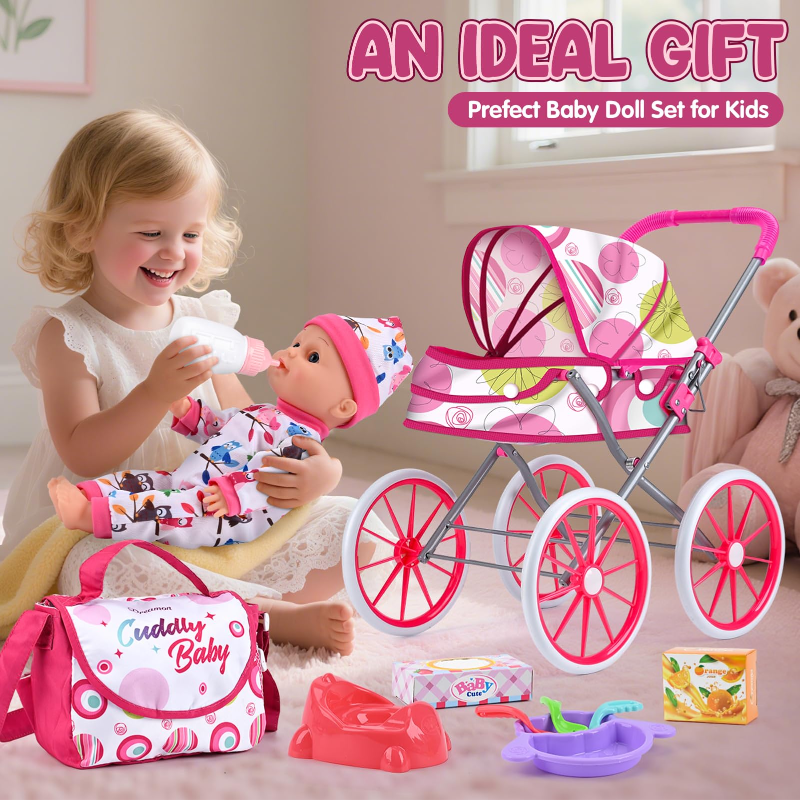 Dreamon doll accessories like dining trays and shoes boost imaginative play