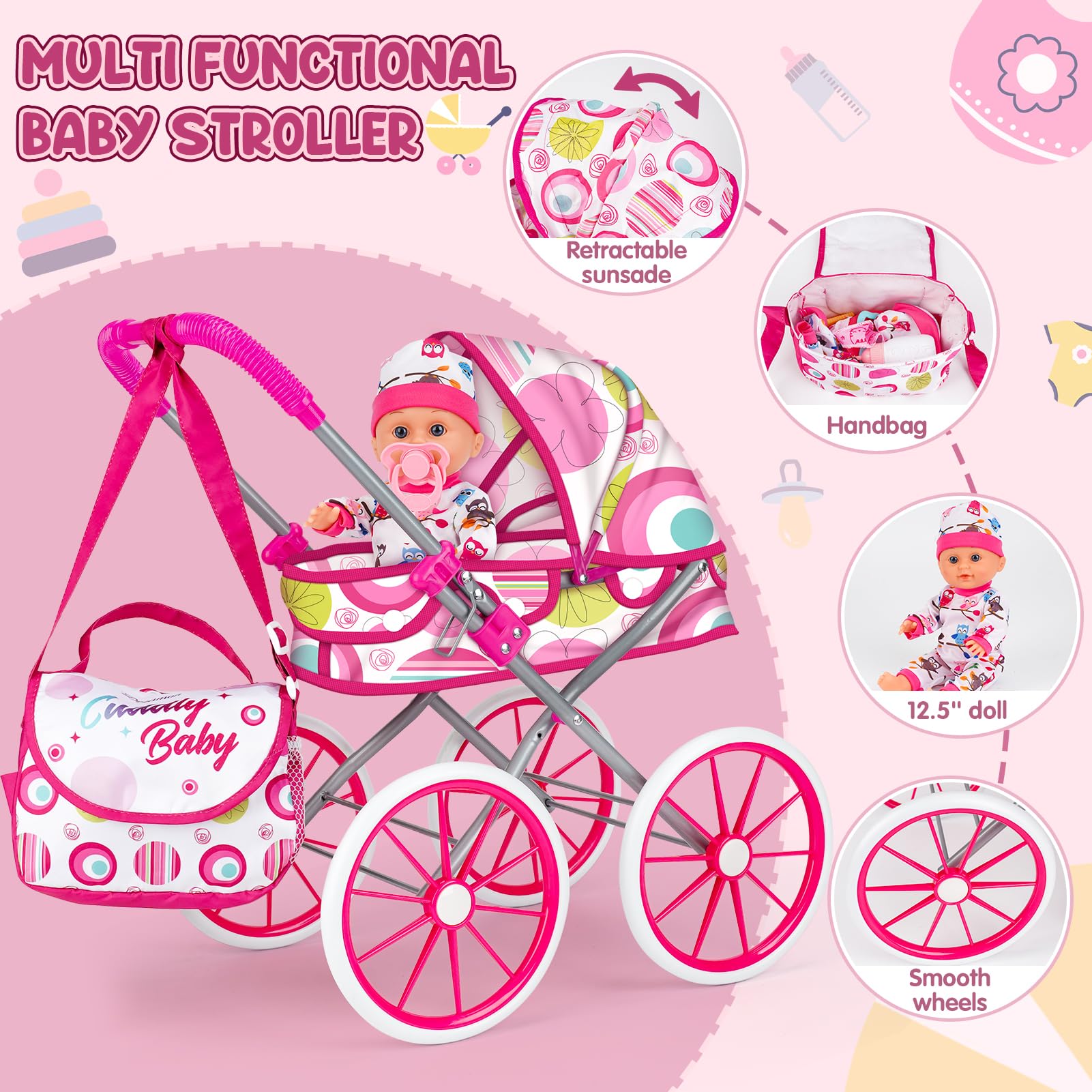 Dreamon pacifier and bottle accessories for realistic feeding pretend play
