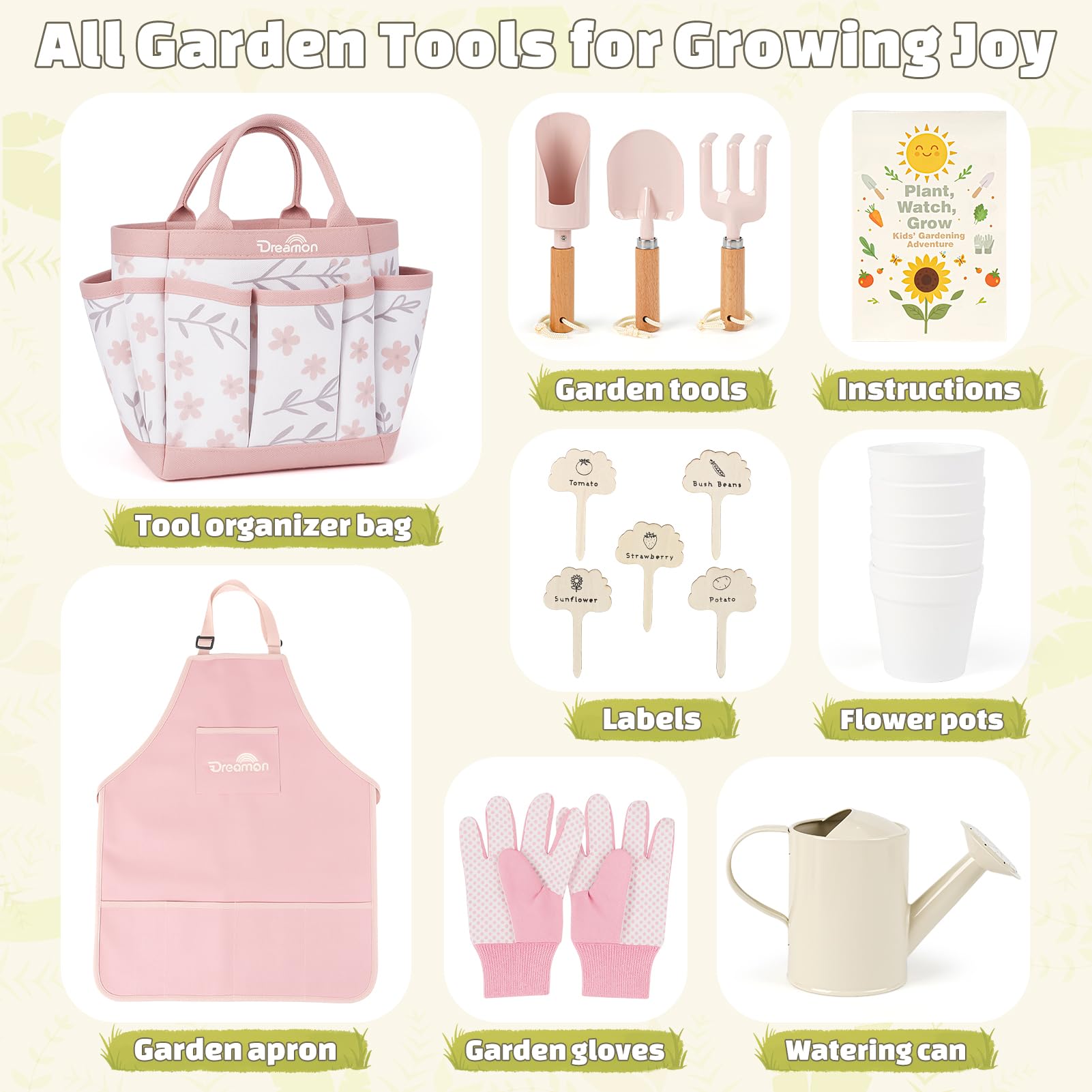 Dreamon Gardening Set gloves safe for small hands and planting tasks
