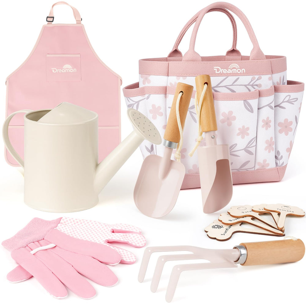 Dreamon Gardening Set pink tote bag ready for outdoor play and organization