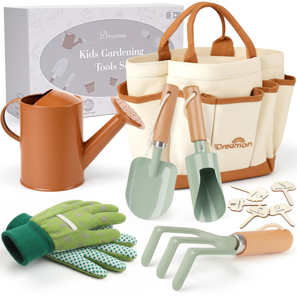 Dreamon pink tote with kid-friendly gardening tools for easy storage and transport