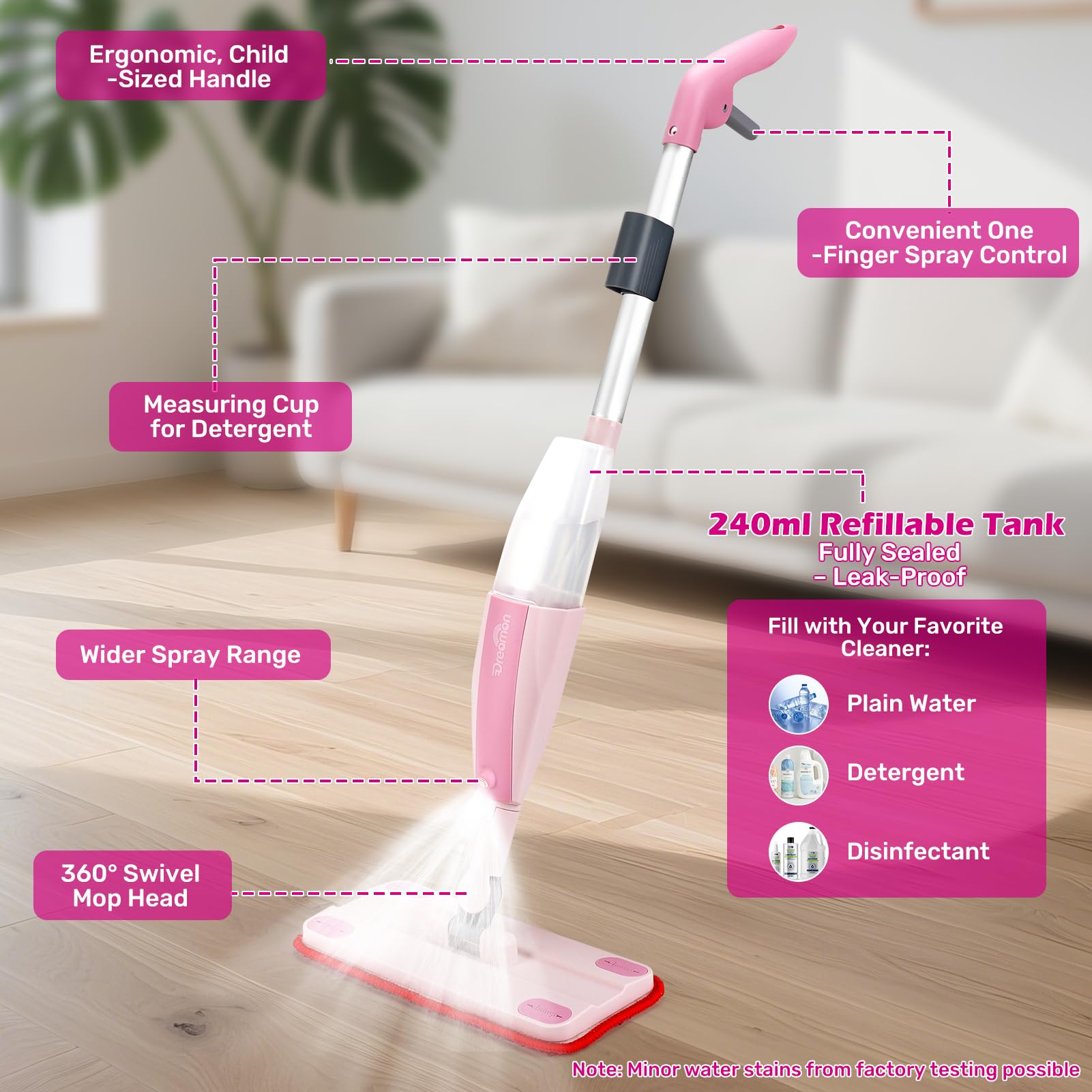 Dreamon Kids Spray Mop comes gift-ready in a pretty pink box.