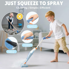 Dreamon Kids Spray Mop demonstrates easy spray control for toddlers