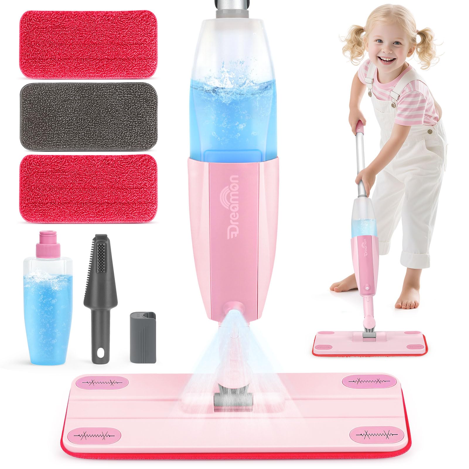 Dreamon Kids Spray Mop with real spray function for immersive pretend cleaning.