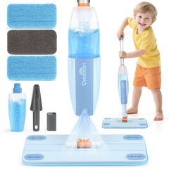 Dreamon Kids Spray Mop front view showing real spray action for pretend cleaning