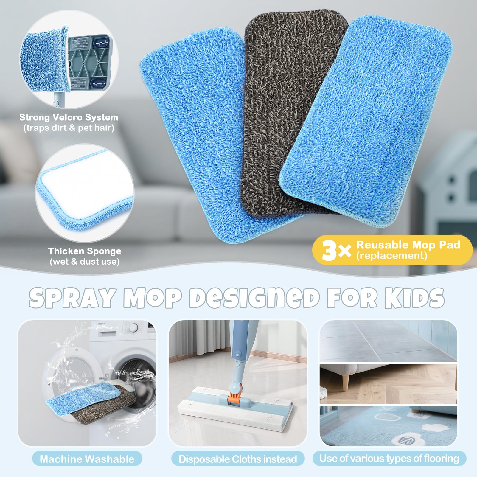 Dreamon mop comes with squeegee and scraper for versatile cleanup
