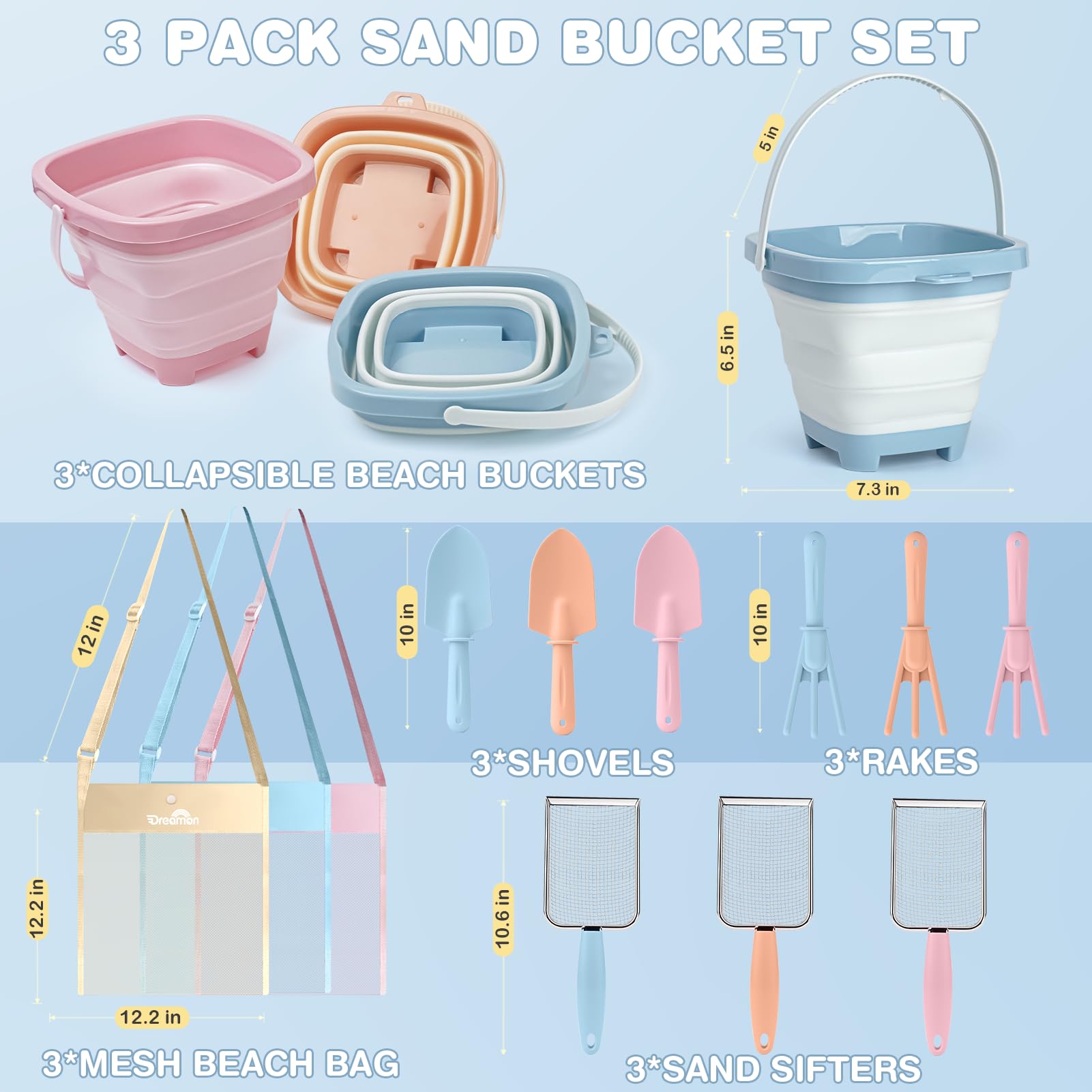 Dreamon mesh bags for drying storage keep sand clean after play.