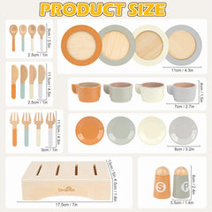 Dreamon wooden cups saucers and cutlery for kid-friendly pretend dining