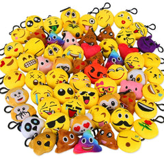 Dreampark emoticon keychain 2-inch plush pillow close-up shows cheerful expression, ideal for bags.