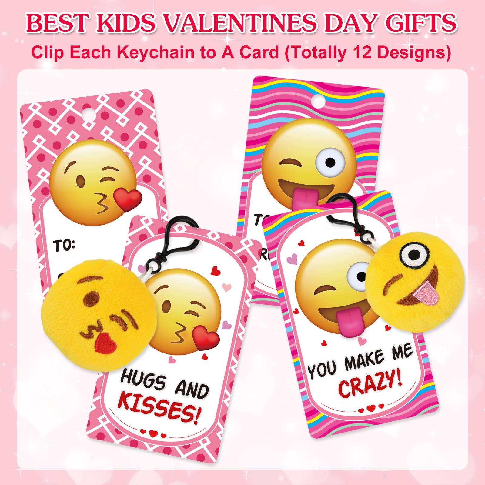 Dreampark emoticon keychain designs for Valentine exchanges.