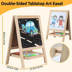 Dreamtailor dual-sided chalkboard and whiteboard easel for toddlers' drawing.