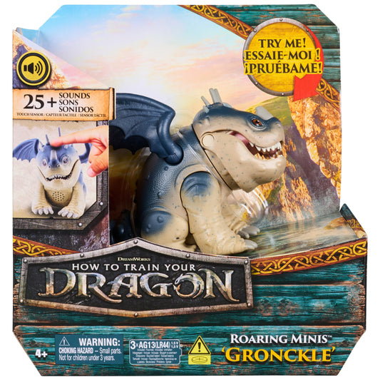 DreamWorks Dragons Gronckle head pet activates lifelike roars and movement.