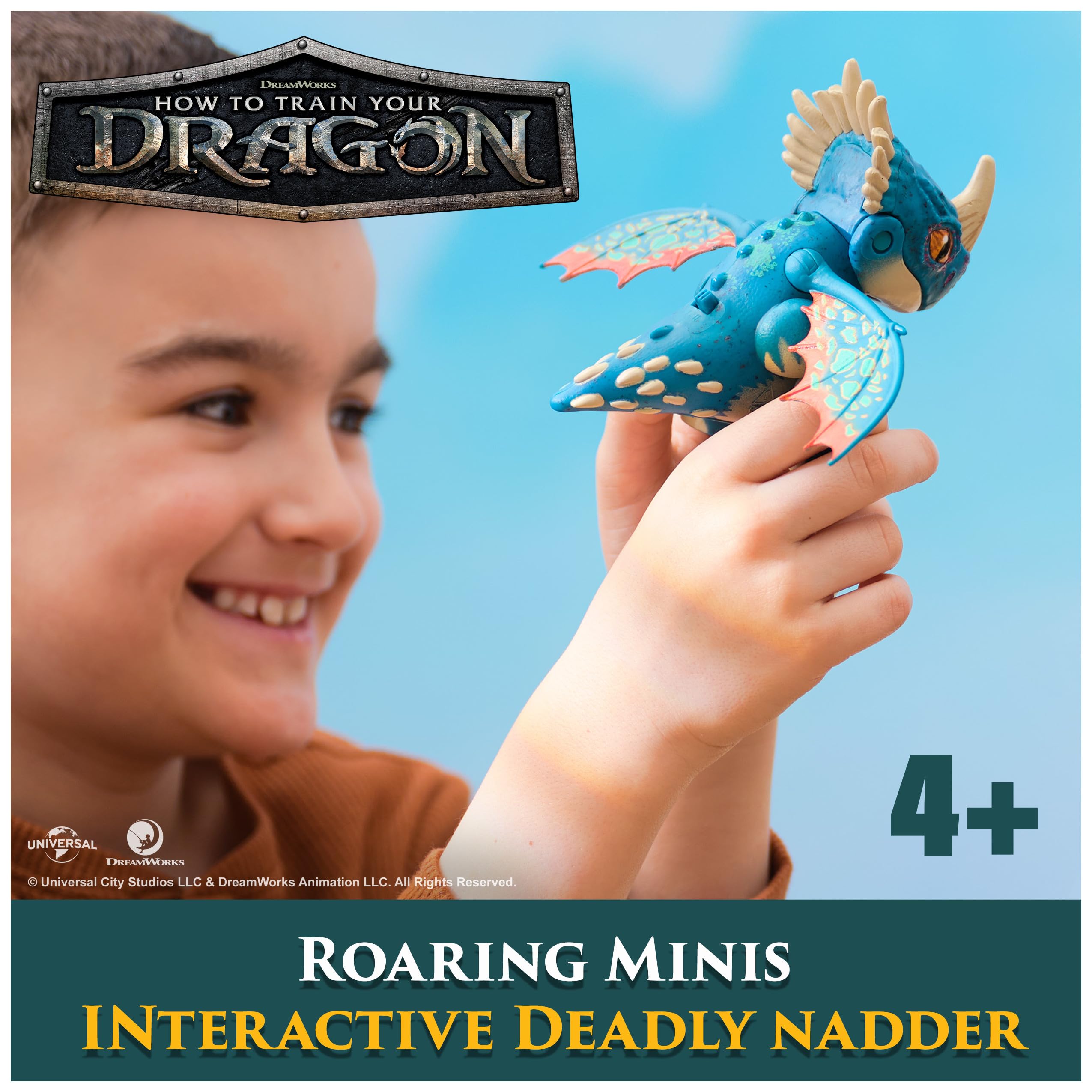 DreamWorks Dragons Roaring Minis Deadly Nadder arrives with batteries included for instant play.