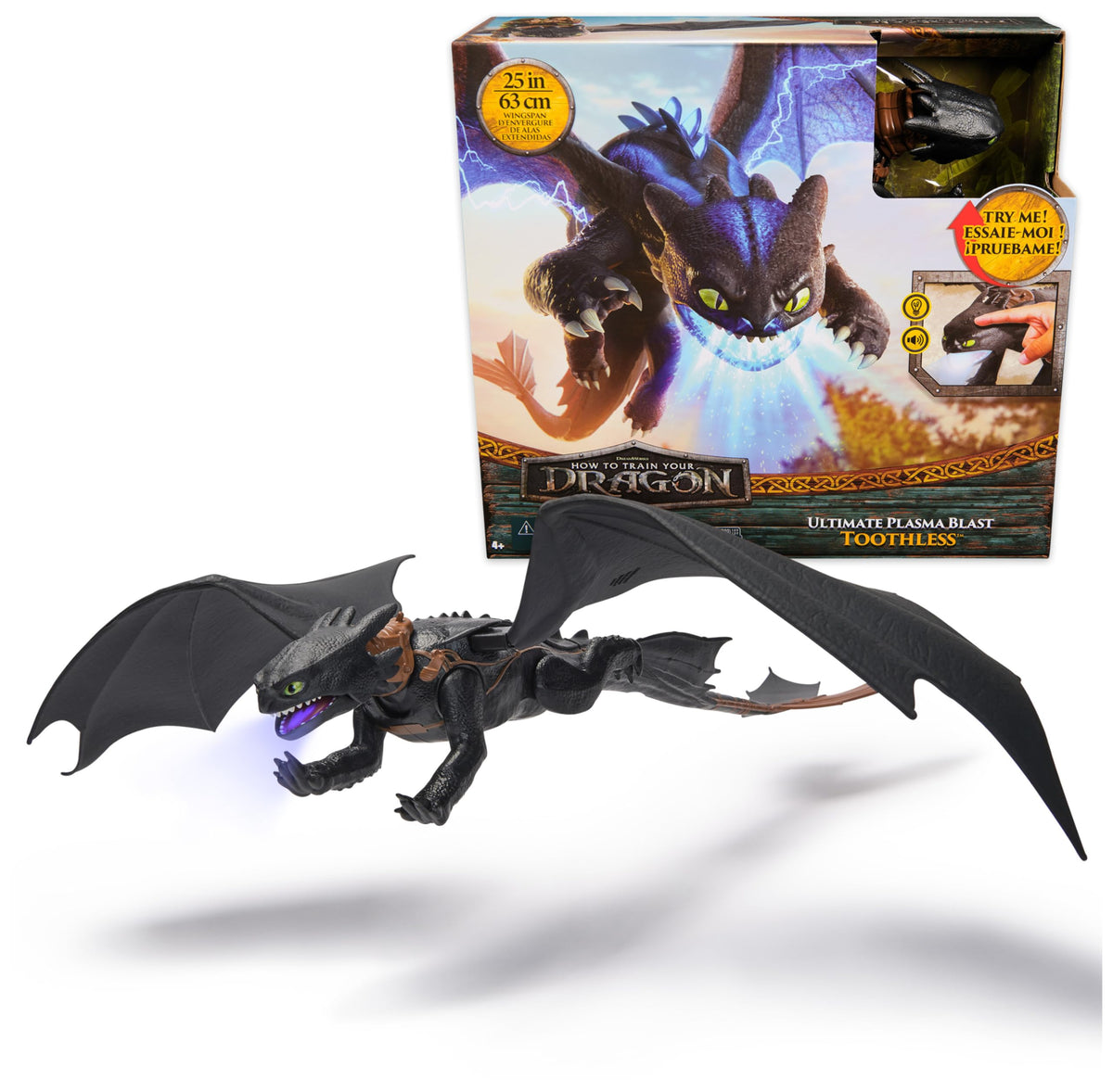 DreamWorks Toothless 25-inch wingspan enables epic imaginative play.