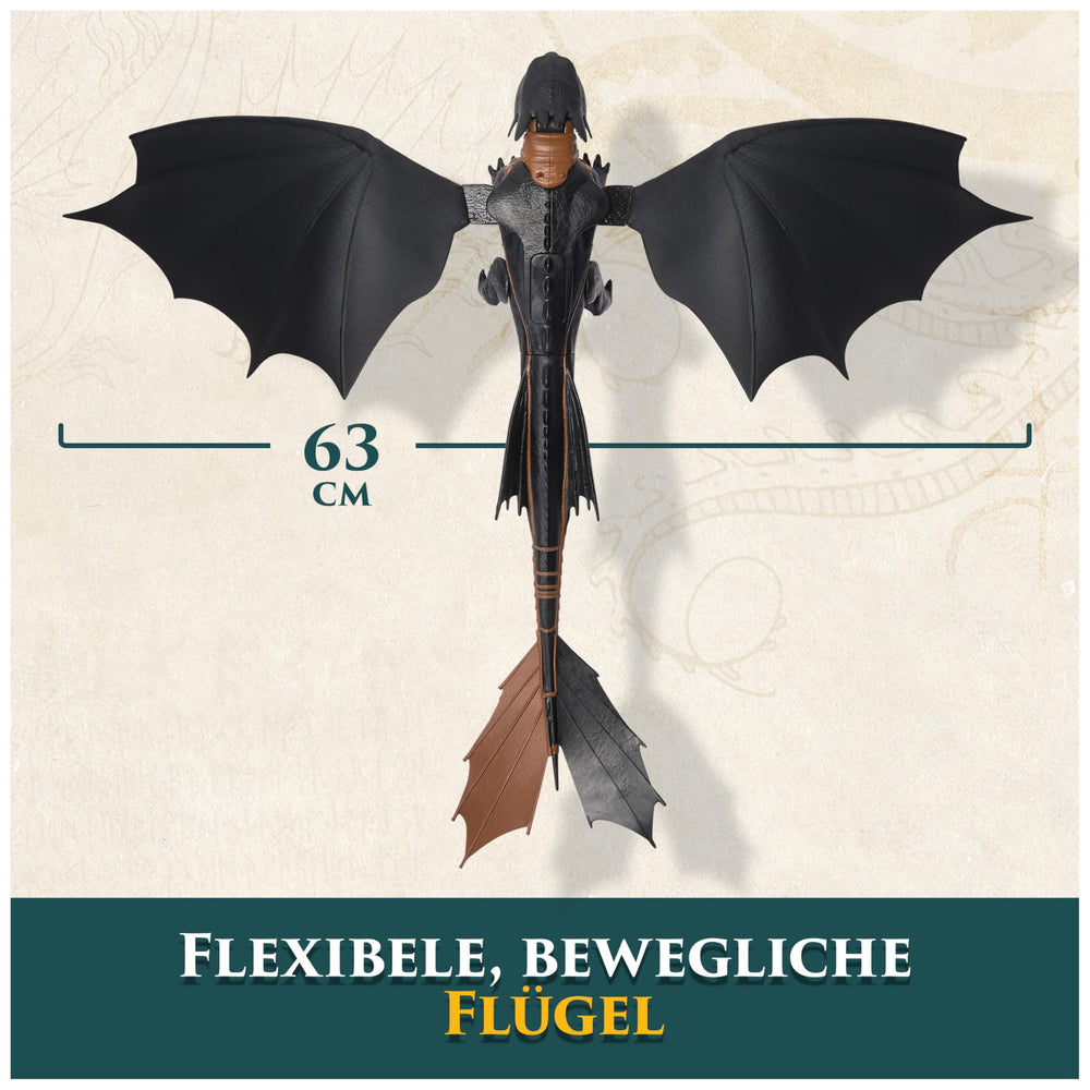 DreamWorks Toothless dive-position wings showcase realistic motion during rescues.