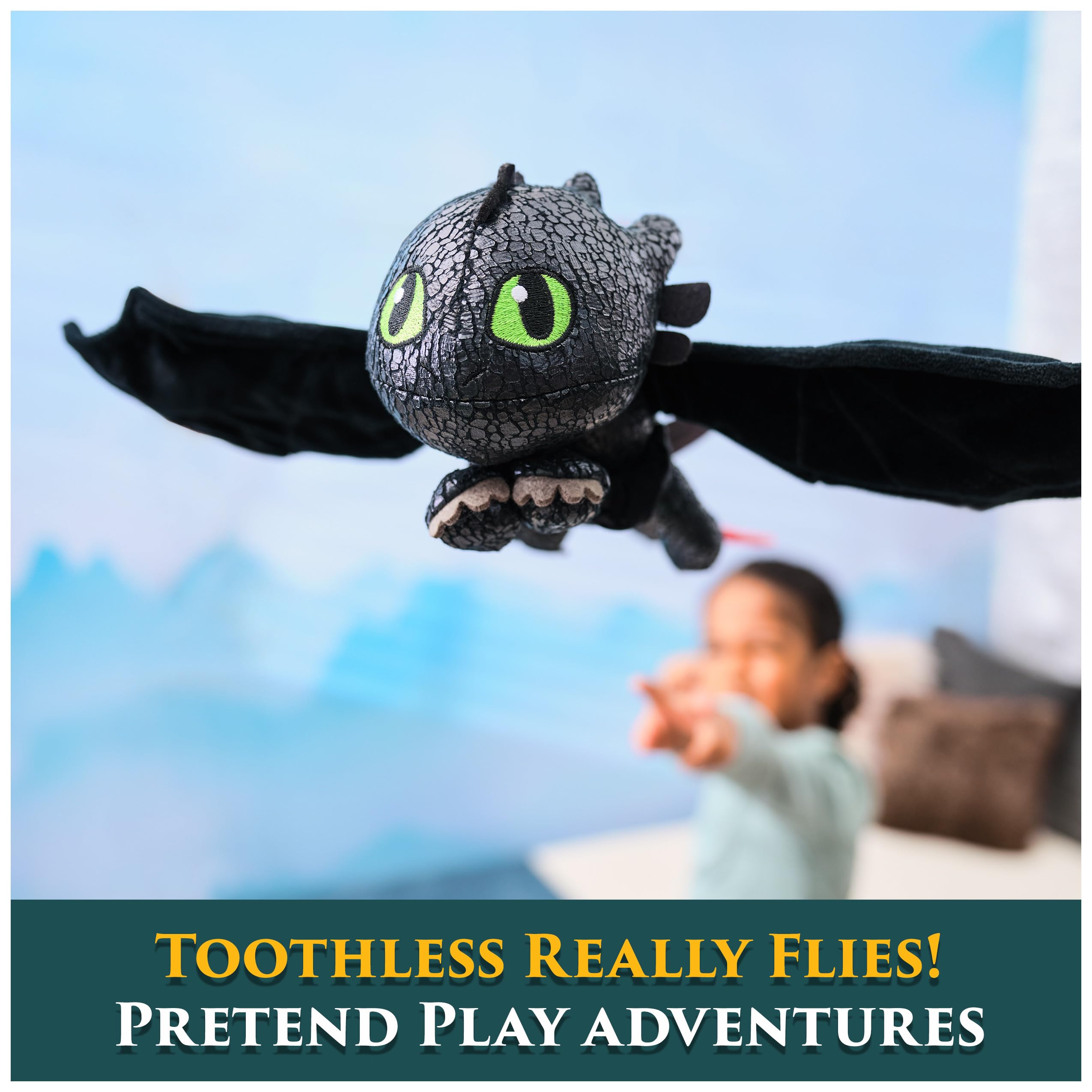 DreamWorks Dragons Toothless green eyes close-up with friendly expression.