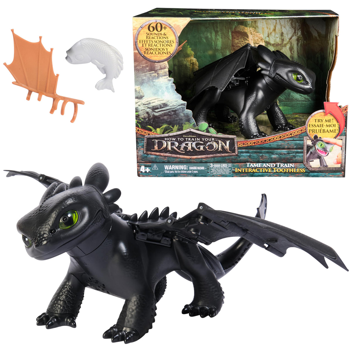 DreamWorks Toothless emerging from packaging cage for imaginative play