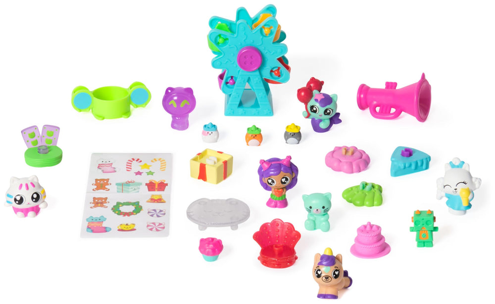 Kitty pals and holiday accessories spark imaginative storytelling for dollhouse scenes