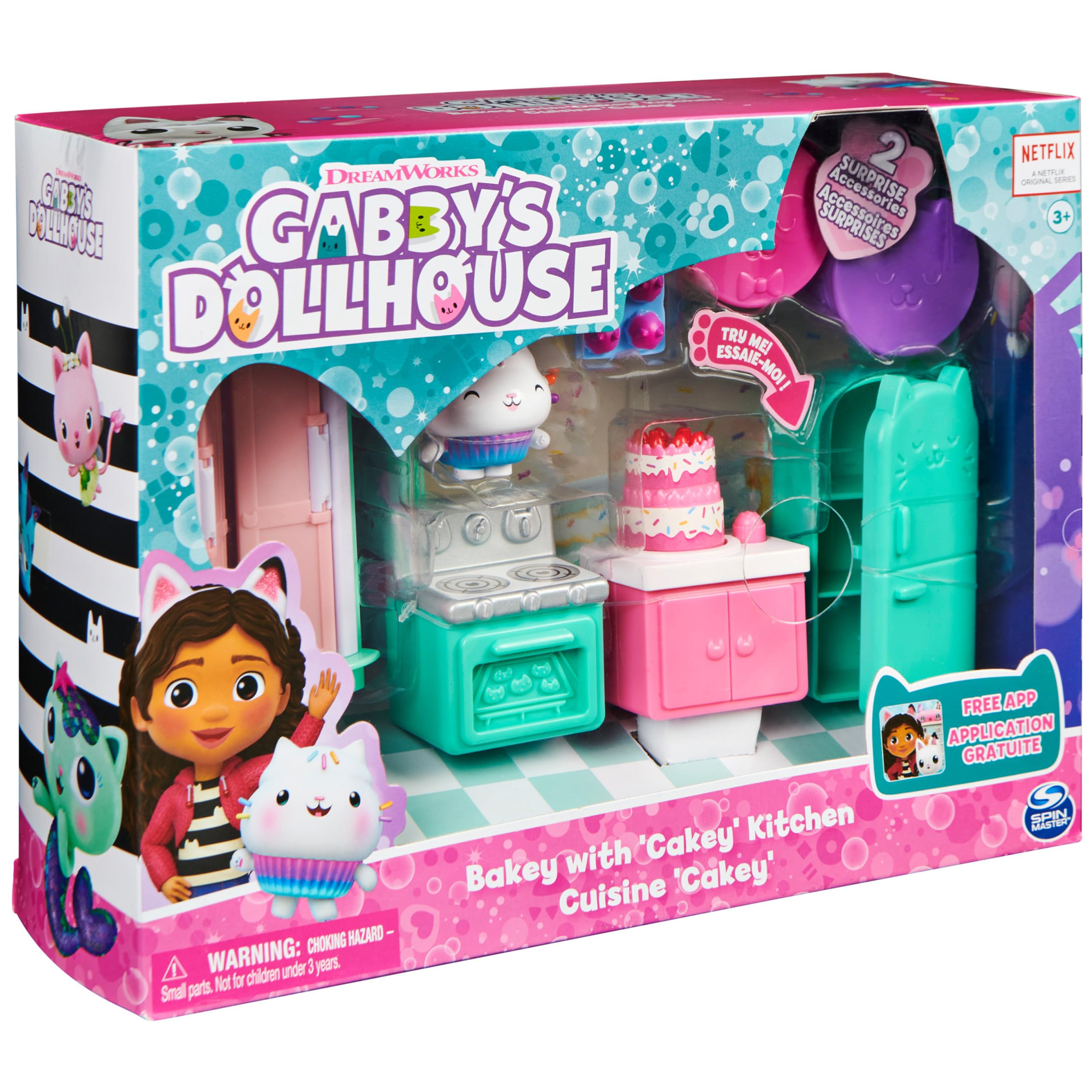 DreamWorks Gabby’s Dollhouse Bakey Kitchen compatible with other Gabby rooms.