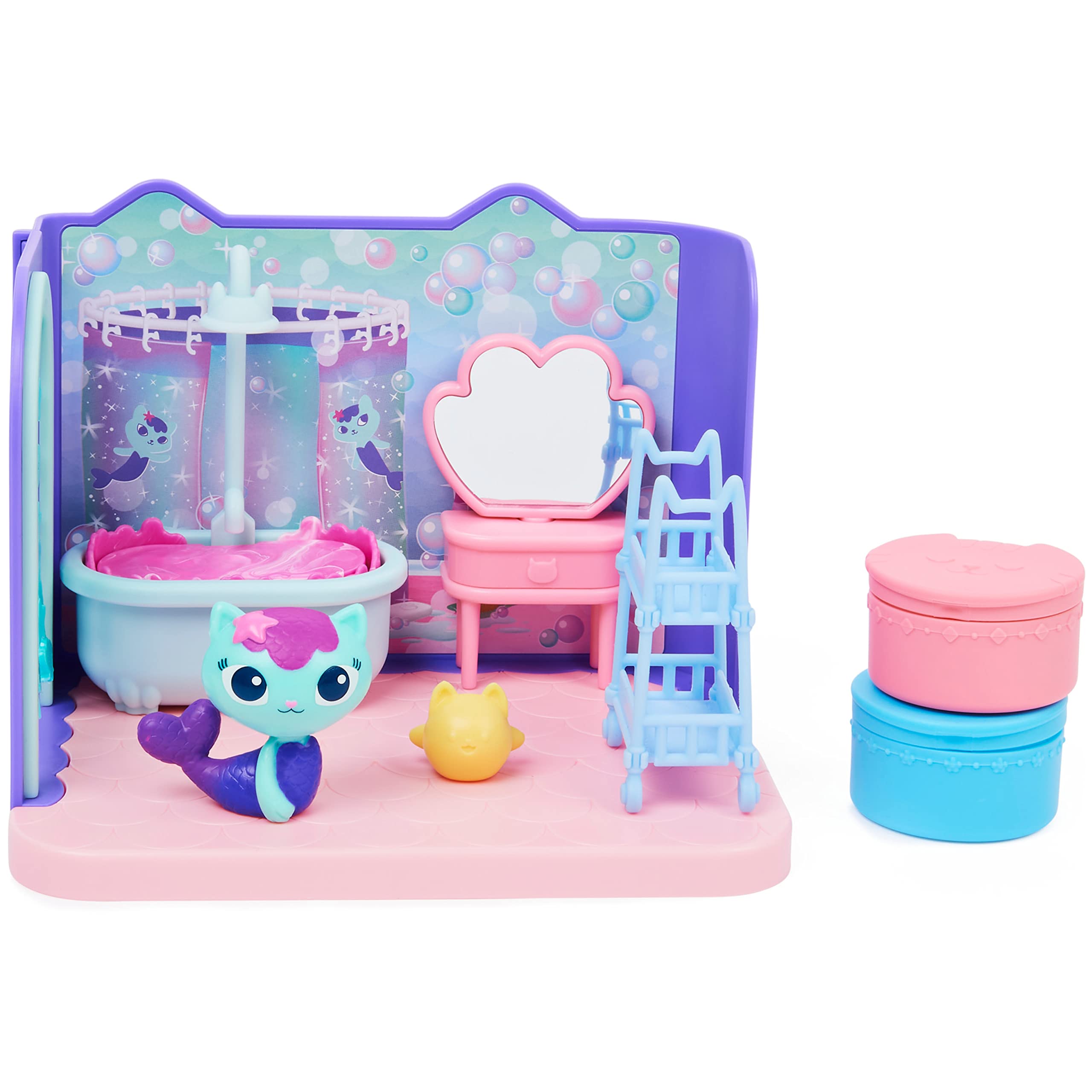 DreamWorks Gabby’s Dollhouse bubbling tub with MerCat for interactive bath time.