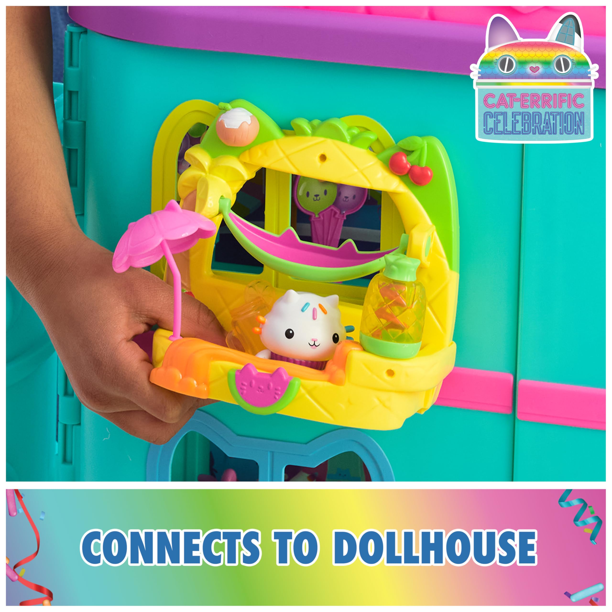 DreamWorks Gabby’s Dollhouse Cakey Cat figure ready for pretend tea parties
