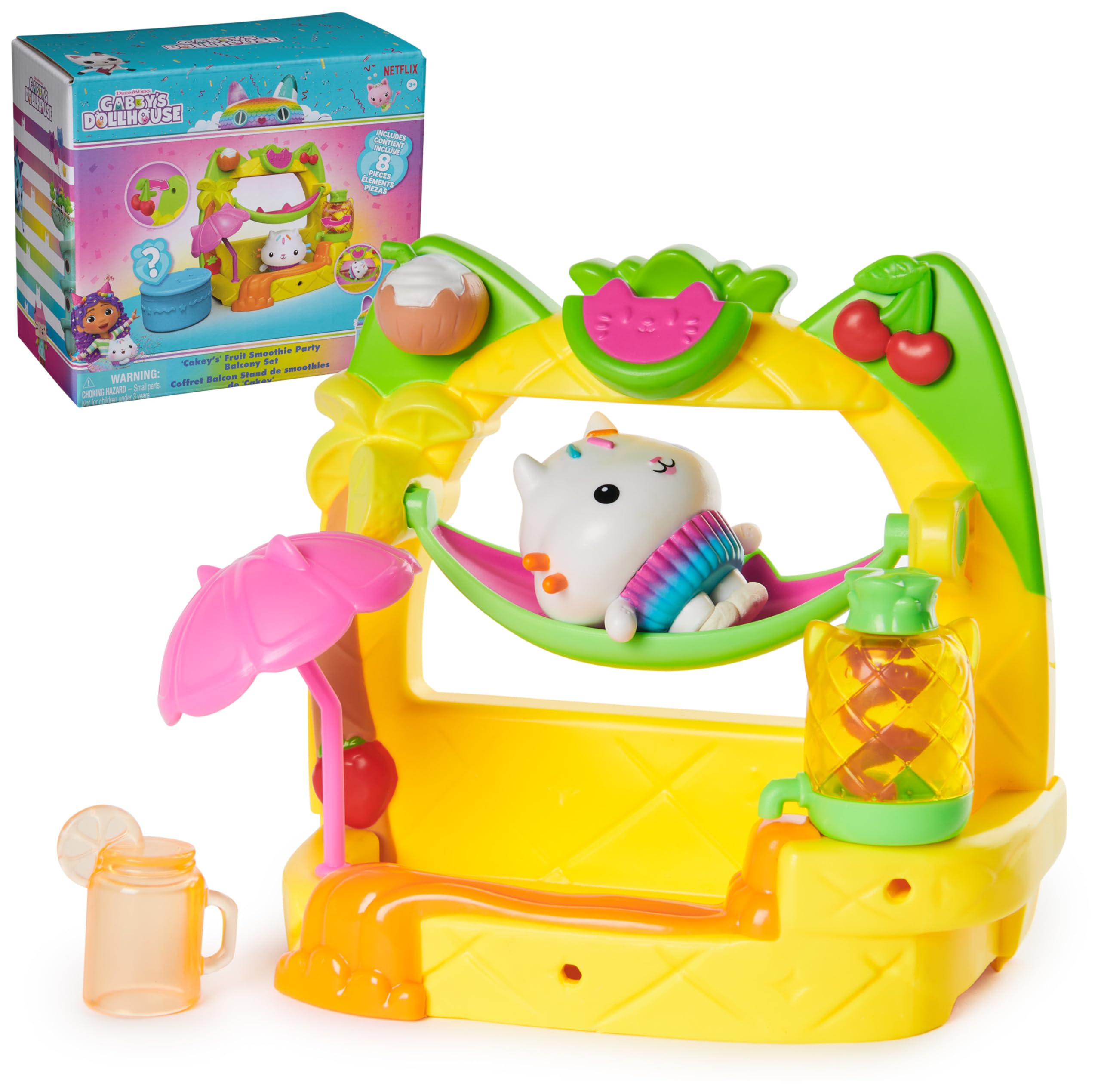 DreamWorks Gabby’s Dollhouse Cakey Fruit Smoothie Balcony with bright colors for imaginative play