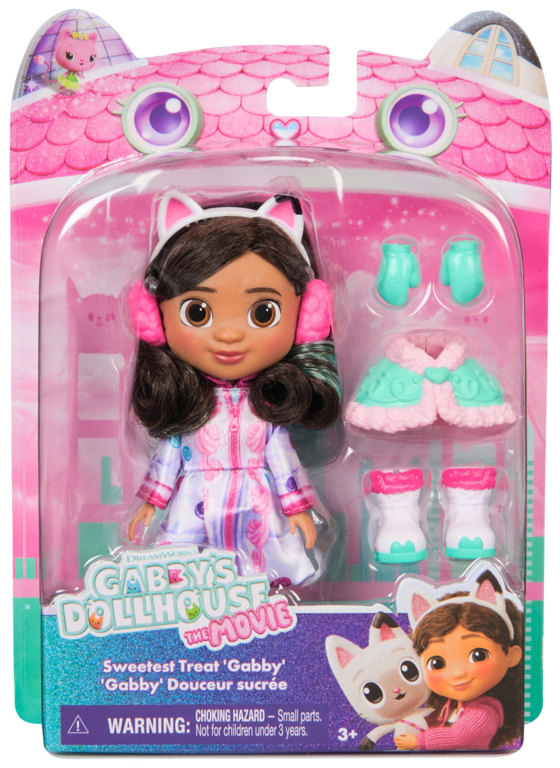 DreamWorks Gabby’s Dollhouse coordinating coat, shoes, and scarf for styling play
