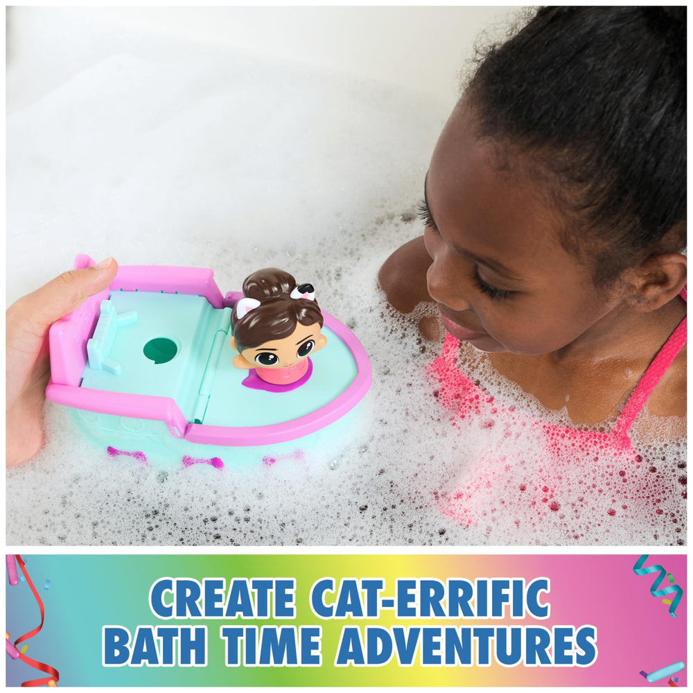 DreamWorks Gabby's Dollhouse Gabby on floater for squirting play at bath time.