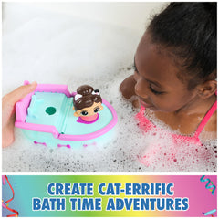 DreamWorks Gabby's Dollhouse Gabby on floater for squirting play at bath time.
