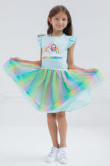 Back view of the Gabby Pandy Paws dress showing playful ruffles and fit