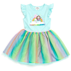DreamWorks Gabby’s Dollhouse Gabby Pandy Paws dress front view with twirl-ready blue tulle