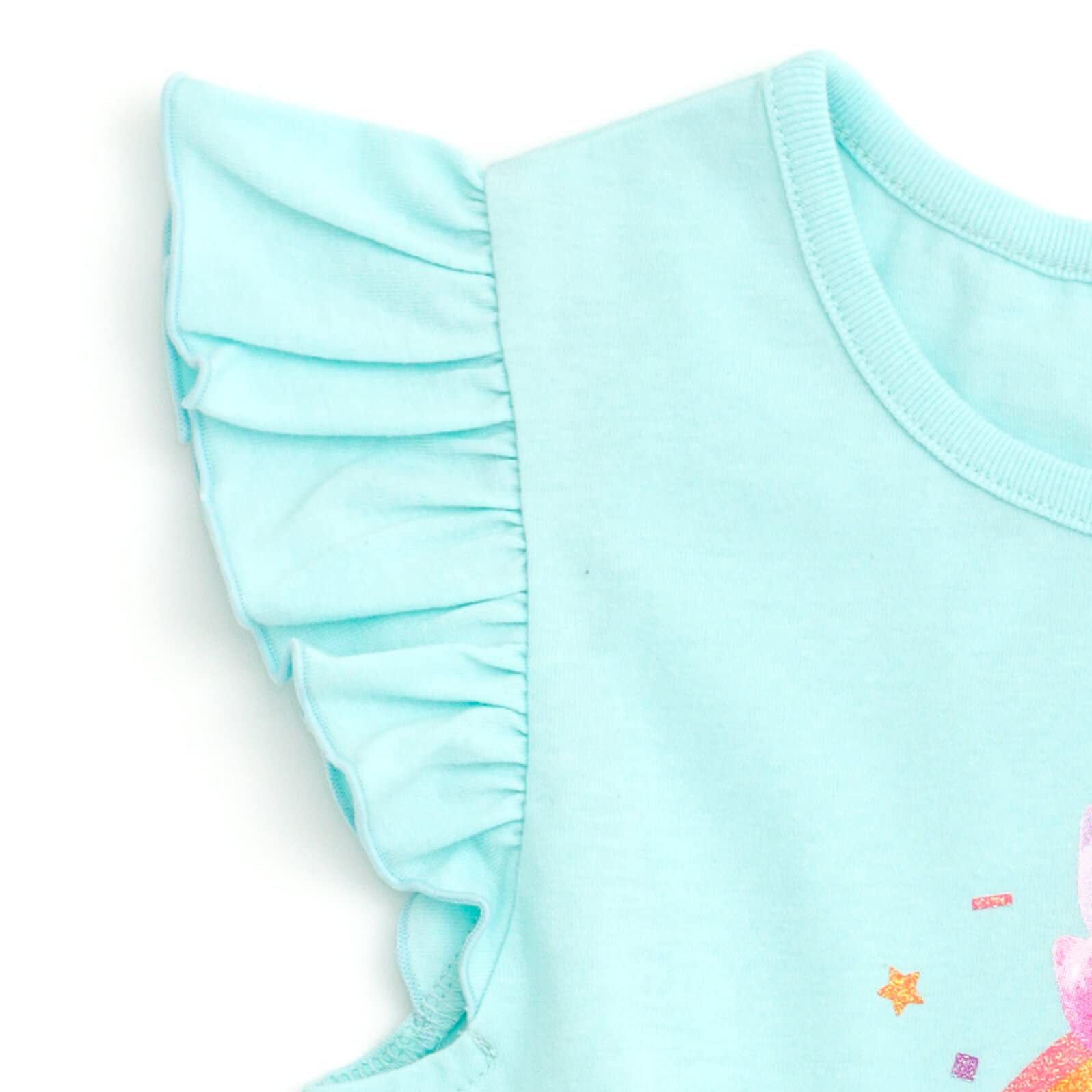 Shoulder ruffles add charm to the Gabby Pandy Paws dress